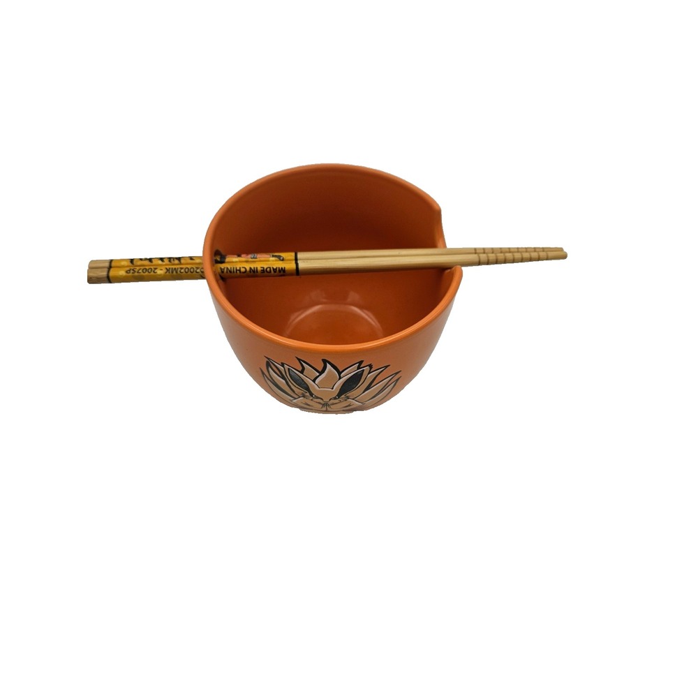 Naruto Shippuden Kurama Nine Tails Ramen Bowl Chopsticks CultureFly Orange